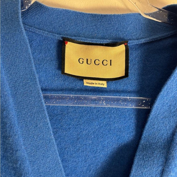 Gucci Blue V-Neck Cardigan Cashmere Sweater - Picture 5 of 8